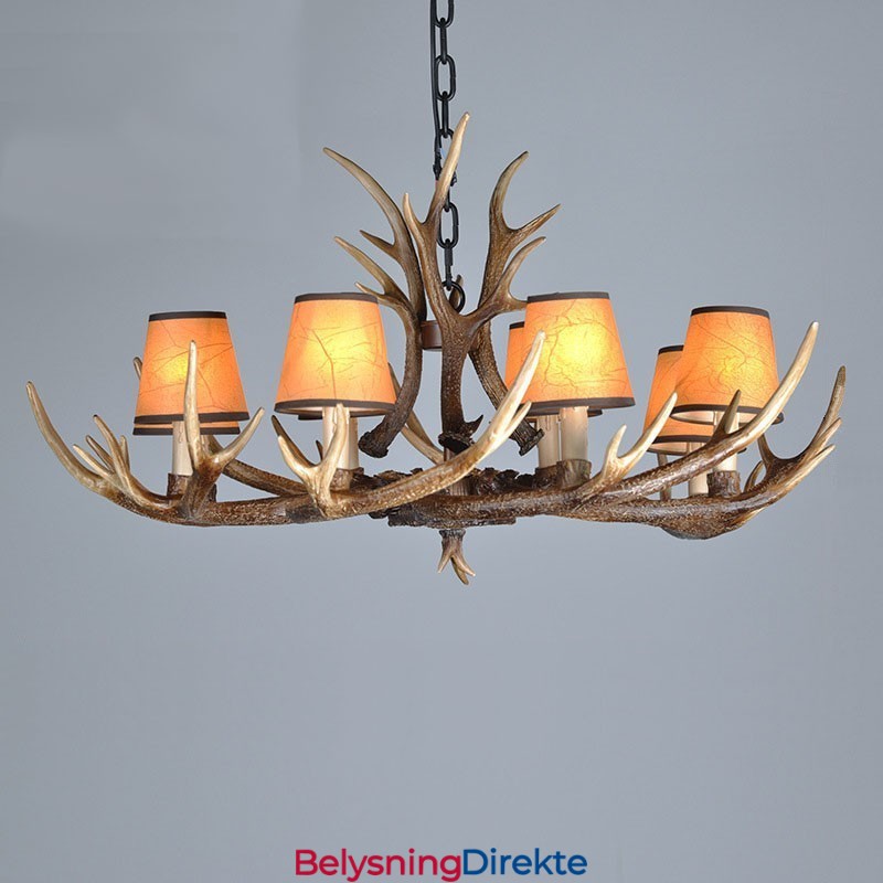 Rustikk, Kunstnerisk, Retro, Antikk Lysekrone Med 8 Lys Og Skjermer