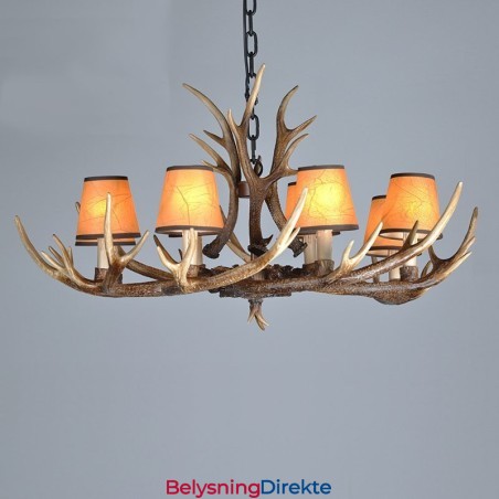 Rustikk, Kunstnerisk, Retro, Antikk Lysekrone Med 8 Lys Og Skjermer