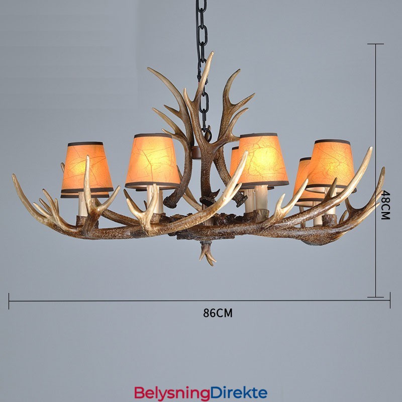 Rustikk, Kunstnerisk, Retro, Antikk Lysekrone Med 8 Lys Og Skjermer