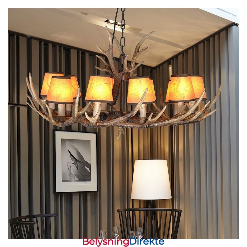 Retro Antler Antikk Lysekrone Med Skjermer