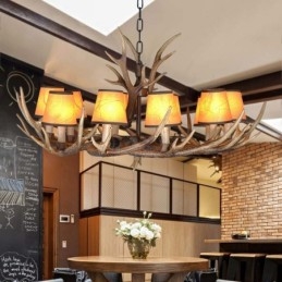 Retro Antler Antikk Lysekrone Med Skjermer