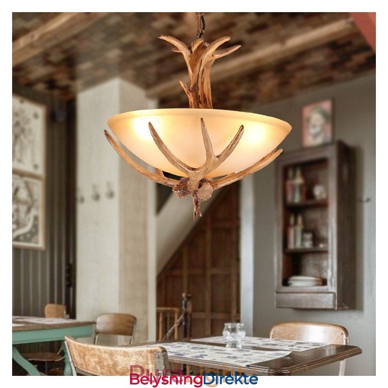 Rustikk, Kunstnerisk Retro Antikk Pendellampe Med Glassskjerm, Én Lyskilde