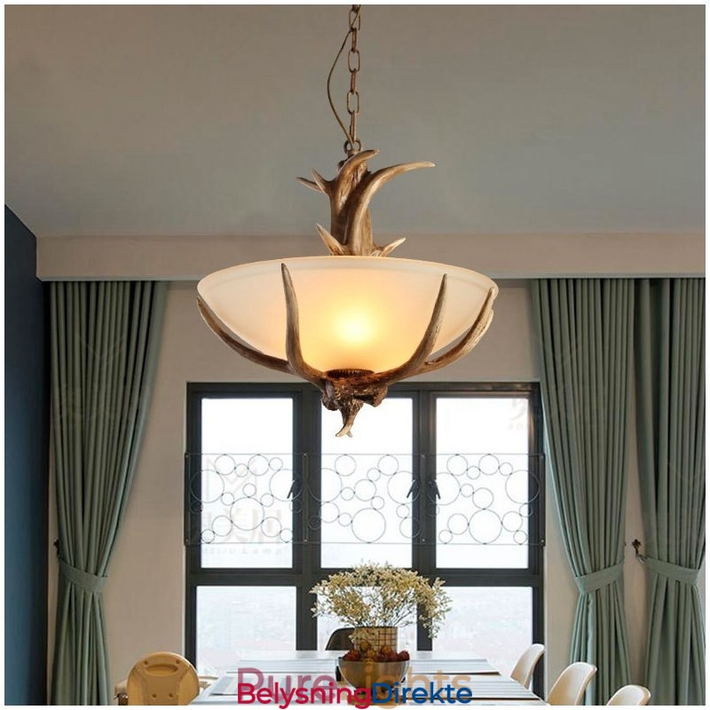 Rustikk, Kunstnerisk Retro Antikk Pendellampe Med Glassskjerm, Én Lyskilde