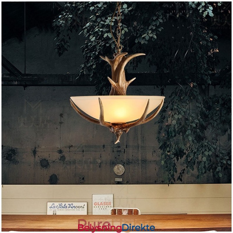 Rustikk, Kunstnerisk Retro Antikk Pendellampe Med Glassskjerm, Én Lyskilde