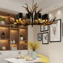 Retro Antler Antikk Lysekrone Med Skjermer