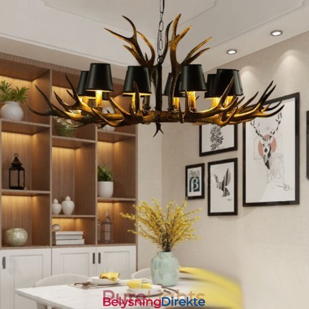 Retro Antler Antikk Lysekrone Med Skjermer