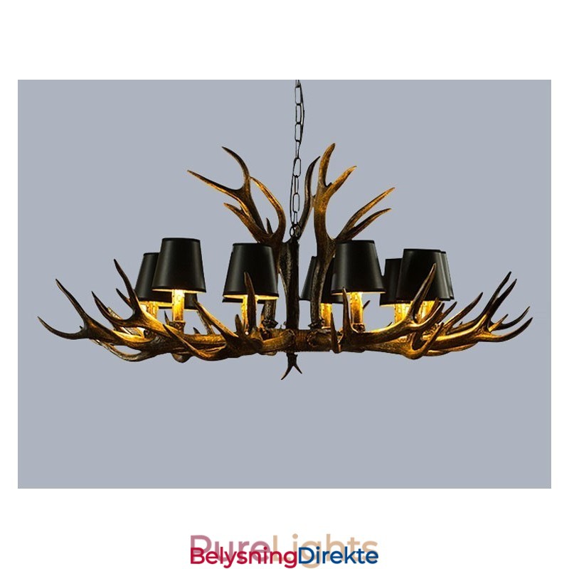 Retro Antler Antikk Lysekrone Med Skjermer