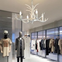 4 Lys Hvit Rustikk Kunstnerisk Retro Gevir Antikk Lysekrone