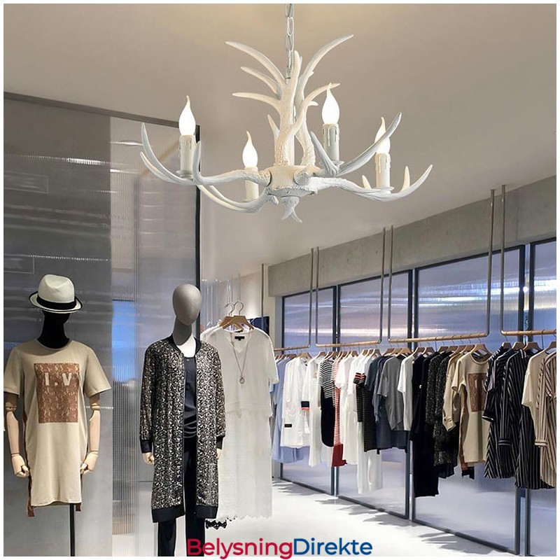 4 Lys Hvit Rustikk Kunstnerisk Retro Gevir Antikk Lysekrone