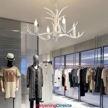 4 Lys Hvit Rustikk Kunstnerisk Retro Gevir Antikk Lysekrone