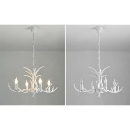 4 Lys Hvit Rustikk Kunstnerisk Retro Gevir Antikk Lysekrone