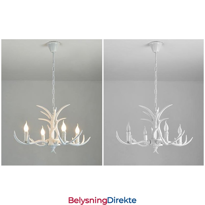 4 Lys Hvit Rustikk Kunstnerisk Retro Gevir Antikk Lysekrone