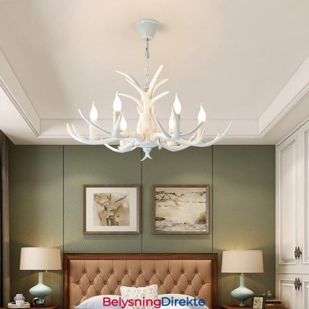 6 Lys Hvit Rustikk Kunstnerisk Retro Gevir Antikk Lysekrone