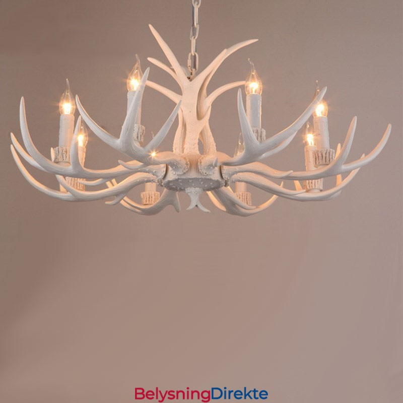 8 Lys Hvit Rustikk Kunstnerisk Retro Gevir Antikk Lysekrone