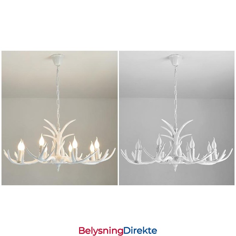 8 Lys Hvit Rustikk Kunstnerisk Retro Gevir Antikk Lysekrone