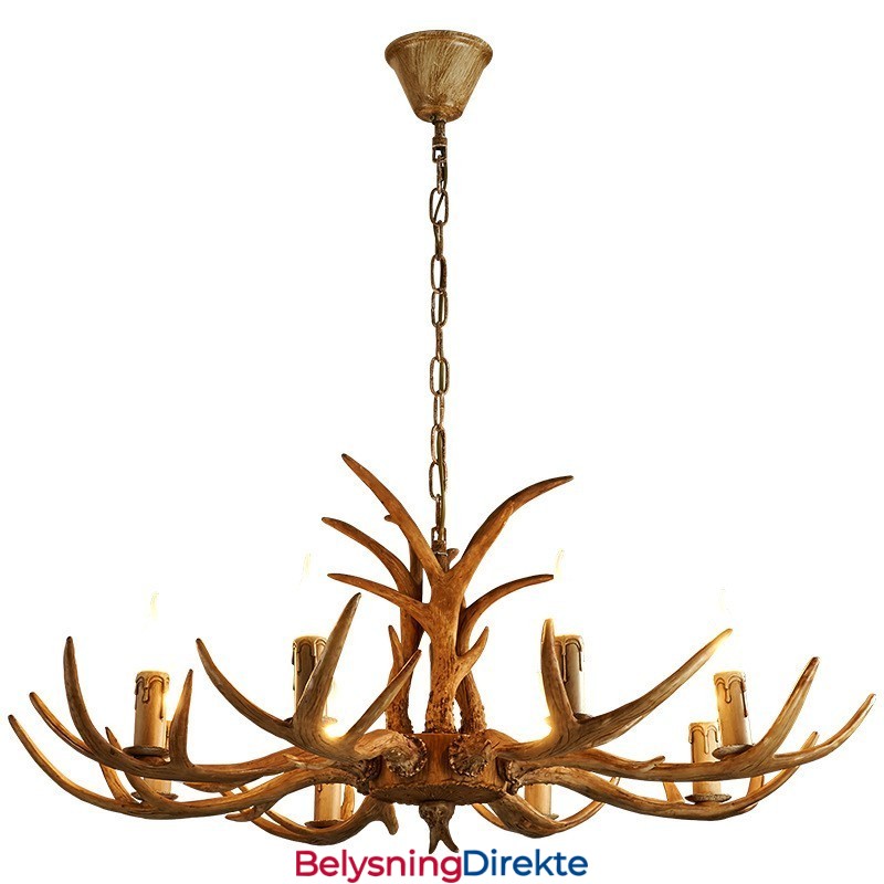 8 Lys Rustikk Kunstnerisk Retro Gevir Antikk Lysekrone