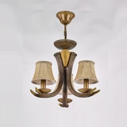 Rustikk, Kunstnerisk, Retro, Antikk Lysekrone Med 3 Lys Og Skjermer