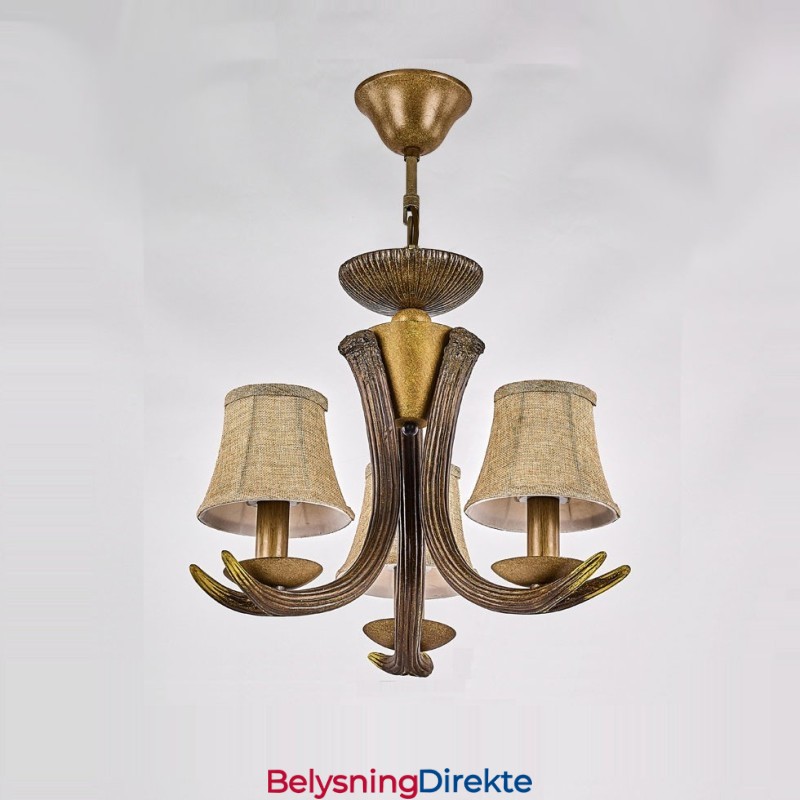 Rustikk, Kunstnerisk, Retro, Antikk Lysekrone Med 3 Lys Og Skjermer