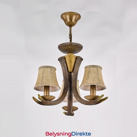 Rustikk, Kunstnerisk, Retro, Antikk Lysekrone Med 3 Lys Og Skjermer