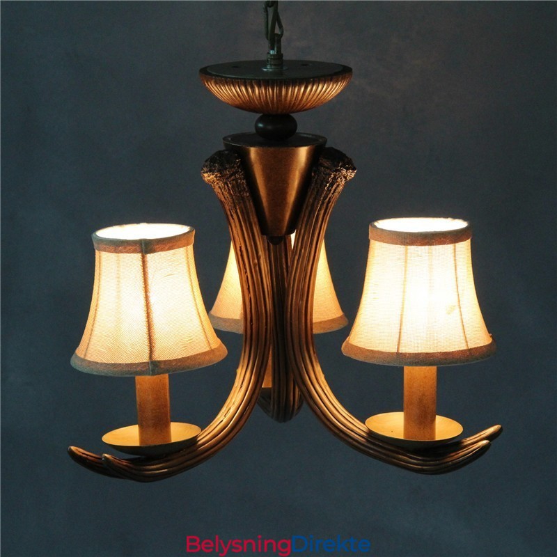 Rustikk, Kunstnerisk, Retro, Antikk Lysekrone Med 3 Lys Og Skjermer