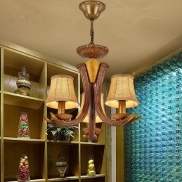 Rustikk, Kunstnerisk, Retro, Antikk Lysekrone Med 3 Lys Og Skjermer