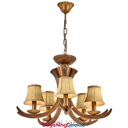 Rustikk, Kunstnerisk, Retro, Antikk Lysekrone Med 5 Lys Og Skjermer