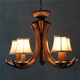 Rustikk, Kunstnerisk, Retro, Antikk Lysekrone Med 5 Lys Og Skjermer