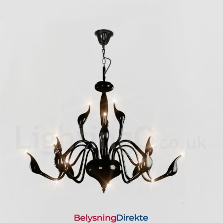 15 Lys Svart Moderne Samtids Galvanisert Metalllysekrone