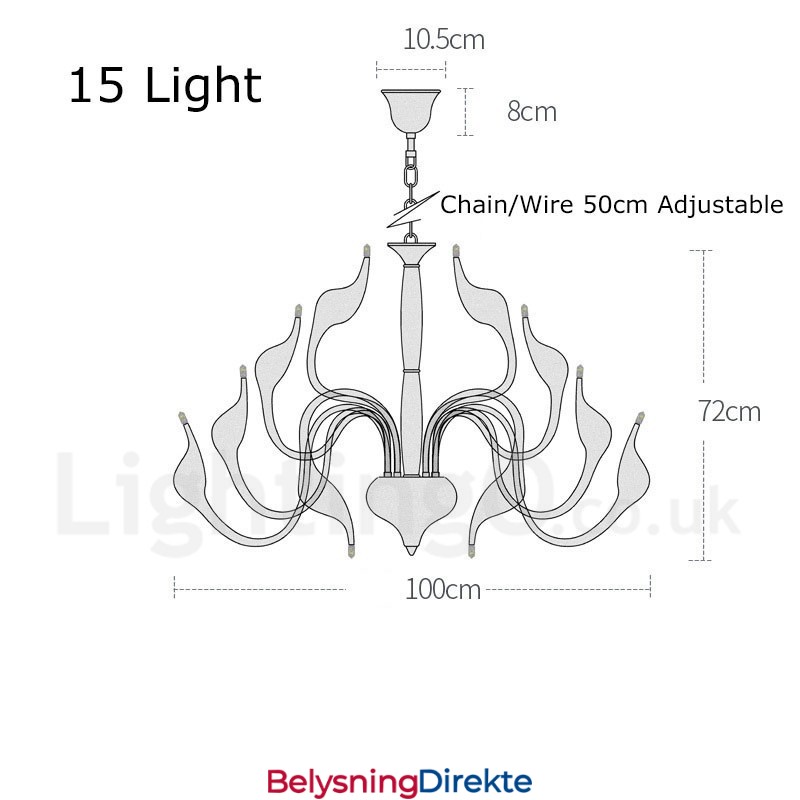 15 Lys Svart Moderne Samtids Galvanisert Metalllysekrone