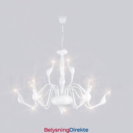 15 Lys Hvit Moderne Samtidskunst Galvanisert Metalllysekrone