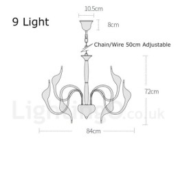 9 Lys Krom Gull Moderne Samtids Galvanisert Metalllysekrone