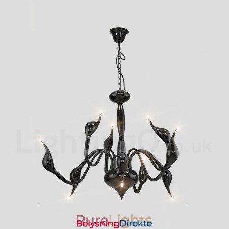 9 Lys Svart Moderne Samtids Galvanisert Metalllysekrone