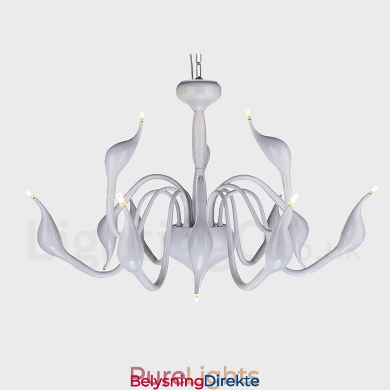 Moderne Anhengslampe I Hvit Metall Med 12 Lys