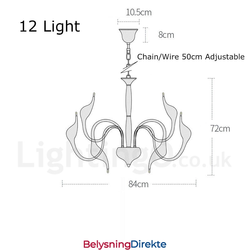 Moderne Anhengslampe I Svart Metall Med 12 Lys
