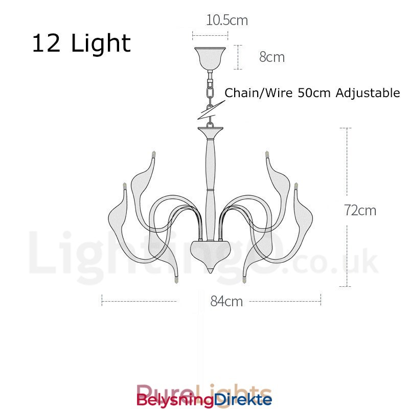 Moderne Anhengslampe I Metall Med 12 Lys, Gyllen
