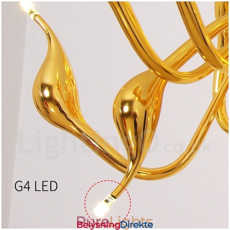 Moderne Anhengslampe I Metall Med 12 Lys, Gyllen