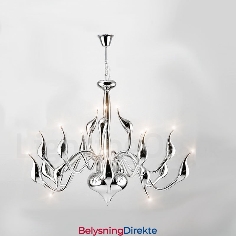 18 Lys I Rustfritt Stål, Postmoderne Svanelysekrone, G4, Forkrommet