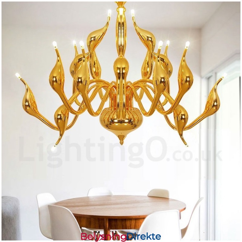 18 Lys Rustfri Postmoderne Svanelysekrone G4 Gullfarget