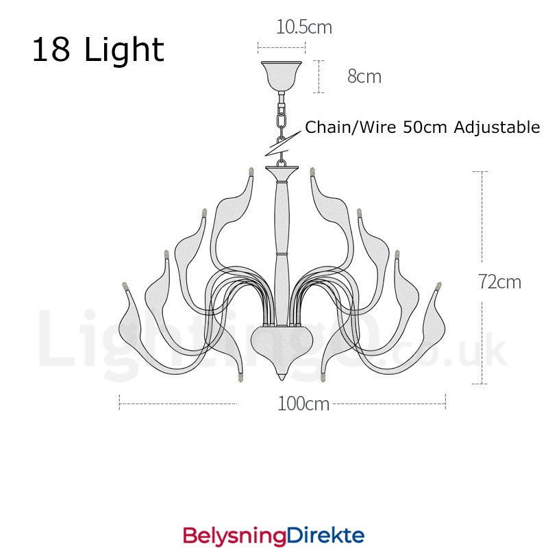 18 Lys Rustfri Postmoderne Svanelysekrone G4 Gullfarget