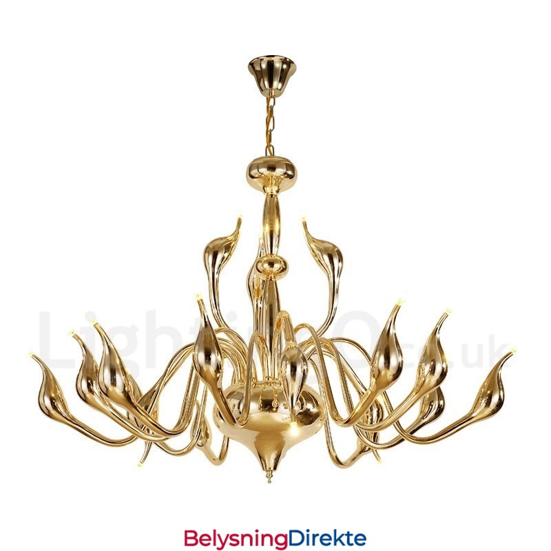 18 Lys Rustfri Postmoderne Svanelysekrone G4 Gullfarget