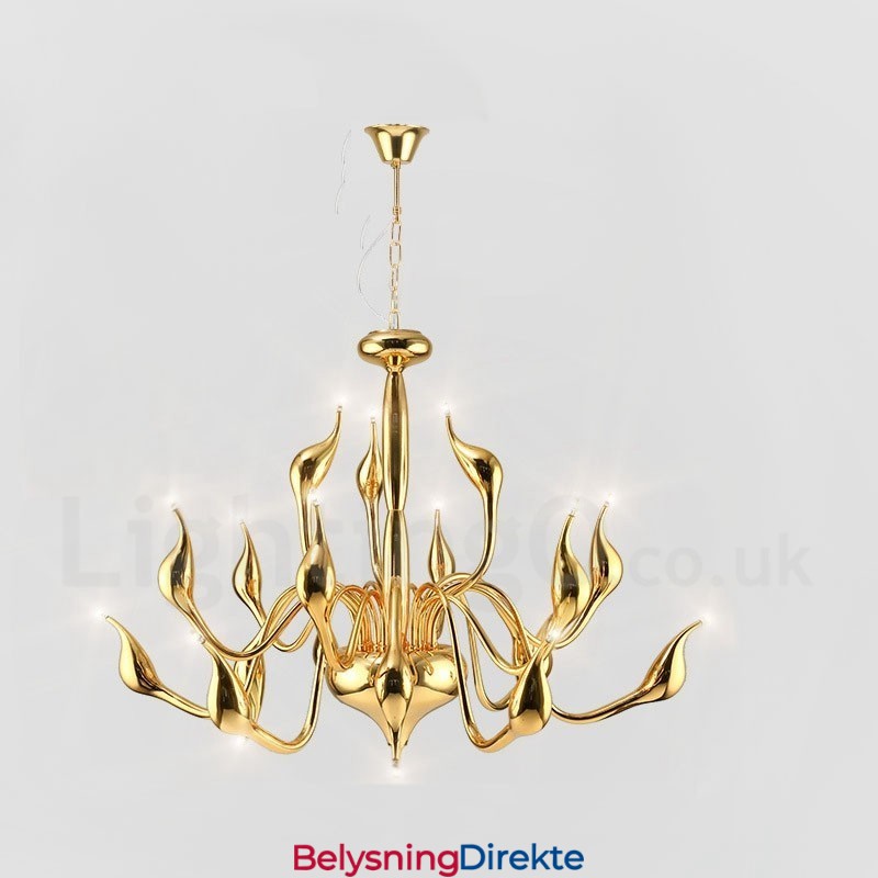 18 Lys Rustfri Postmoderne Svanelysekrone G4 Gullfarget