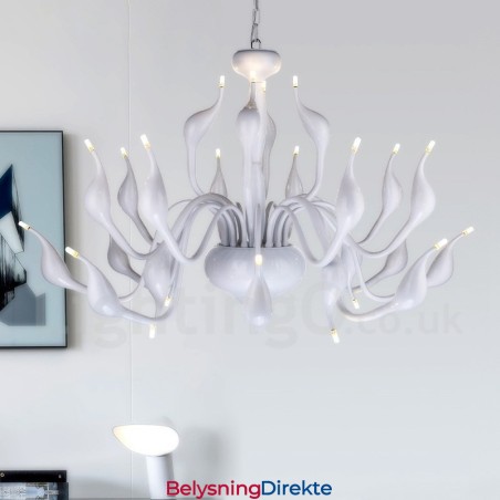 24 Lys Moderne Svanelysekrone G4 Hvitbelagt