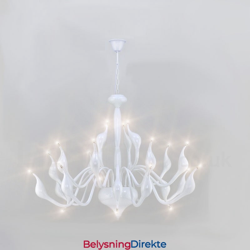24 Lys Moderne Svanelysekrone G4 Hvitbelagt
