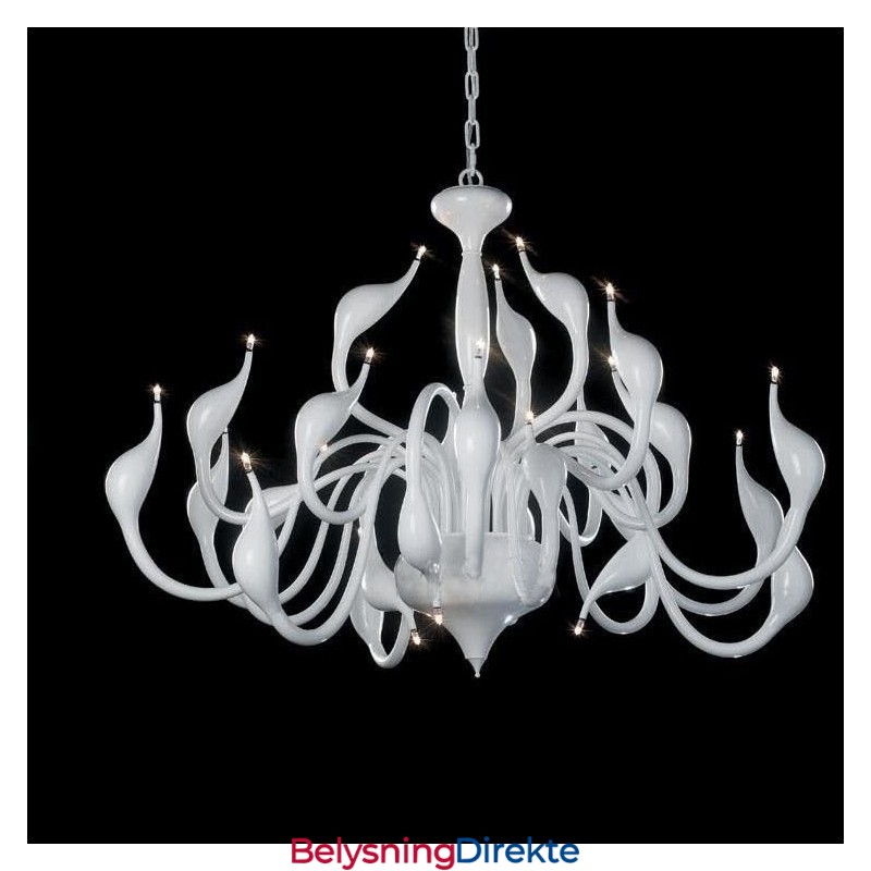 24 Lys Moderne Svanelysekrone G4 Hvitbelagt