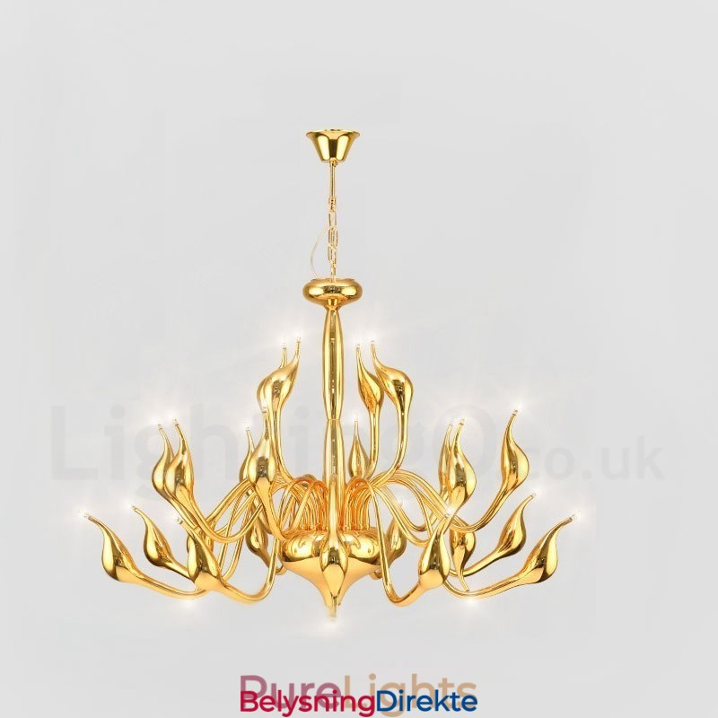 24 Lys Moderne Svanelysekrone G4 Gullbelagt