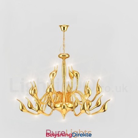 24 Lys Moderne Svanelysekrone G4 Gullbelagt