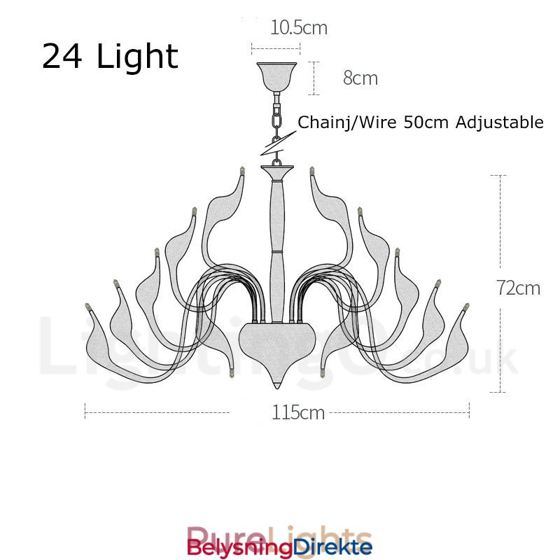 24 Lys Moderne Svanelysekrone G4 Gullbelagt
