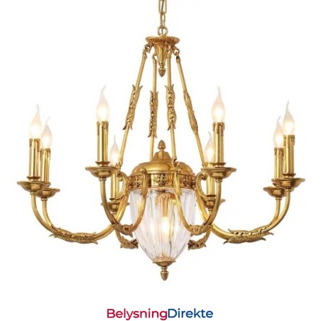 Luksuriøs Fransk Krystalllysekrone I Kobber, Spisestuelampe