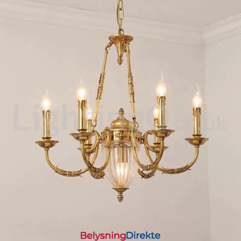 Luksuriøs Fransk Krystalllysekrone I Kobber, Spisestuelampe