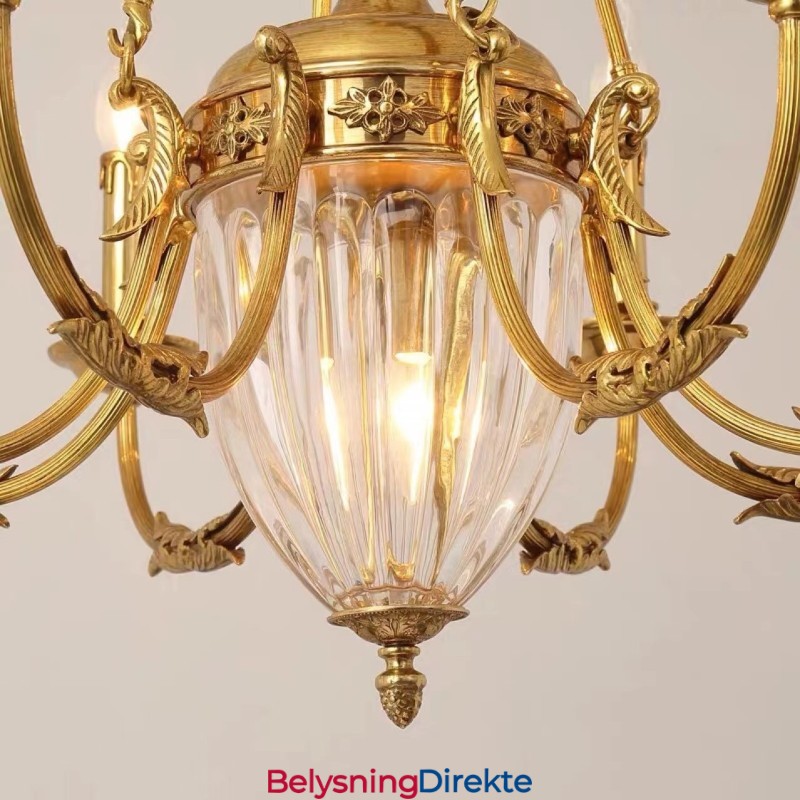 Luksuriøs Fransk Krystalllysekrone I Kobber, Spisestuelampe